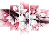 105CM 150CM OBRAZ 5 ELEM PĄKI WIŚNI CZERWIENI DRUK