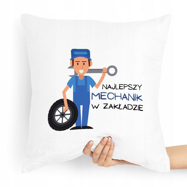 Poduszka Dla Najlepszego Mechanika W Zakładzie Z Nadrukiem Ze Zdjęciem zdjęcie 1