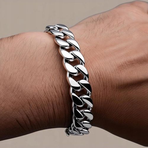 PEŁNA BRANSOLETKA SREBRNA MĘSKA PANCERKA SREBRO PRÓBA 925 DIAMENTOWANA na Arena.pl
