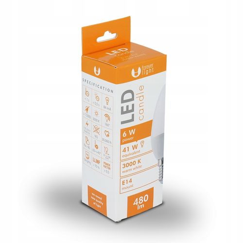 Żarówka Led E14 Świeca Ciepła 480Lm 6W Forever Wwa na Arena.pl
