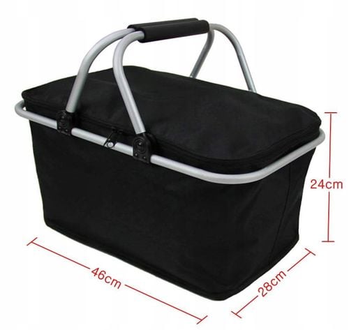 Koszyk piknikowy duży lekki składany termiczny na zakupy czarny pojemny na Arena.pl