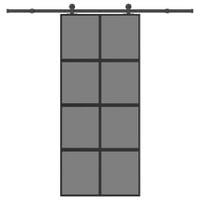 Drzwi przesuwne z osprzętem, 90x205 cm, szkło i aluminium