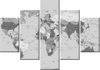 70 100CM OBRAZ 5 ELEM WORLD MAP DRUK PŁÓTNO