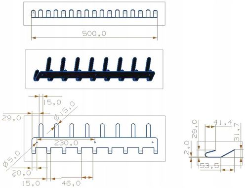 Wieszak ścienny z 17 haczykami uchwyt CZARNY LOFT na Arena.pl