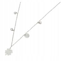 Naszyjnik celebrytka Koniczynka koło kryształki kolor srebrny