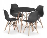 Zestaw stół okrągły TODI 80cm czarny + 4 krzesła OSAKA czarne