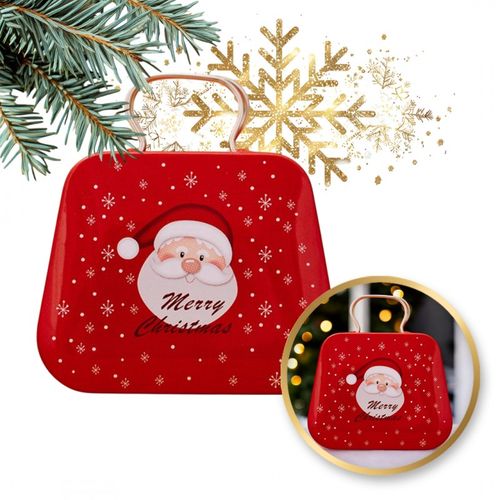 metalowy pojemnik z uchwytem na cukierki czerwony z mikołajem 7cmx5,5cm na Arena.pl