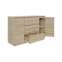 Komoda o szerokości 120 cm z dwoma szafkami i 3 szufladami DĄB SONOMA