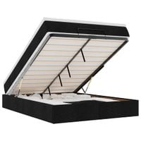 Rama łóżka otomana z materacem, czarna, 140x200 cm, tkanina