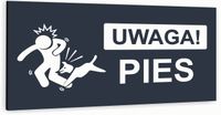 Tabliczka informacyjna ATRACYTOWA aluminiowa UWAGA PIES NADRUK UV