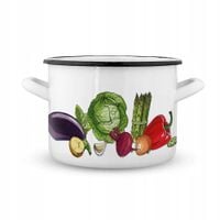 Garnek do rosołu duży garnek emaliowany Silesia biały Warzywa 24 cm 7,5 l