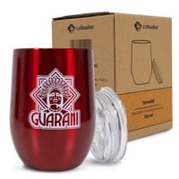 TermoLid – stalowe matero z pokrywką – motyw Guarani (czerwony) – 350 ml