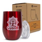 TermoLid – stalowe matero z pokrywką – motyw Guarani (czerwony) – 350 ml