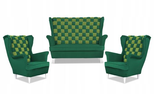 Zestaw uszak CAROL DUO sofa fotele Family Meble seledynowo - zielony na Arena.pl