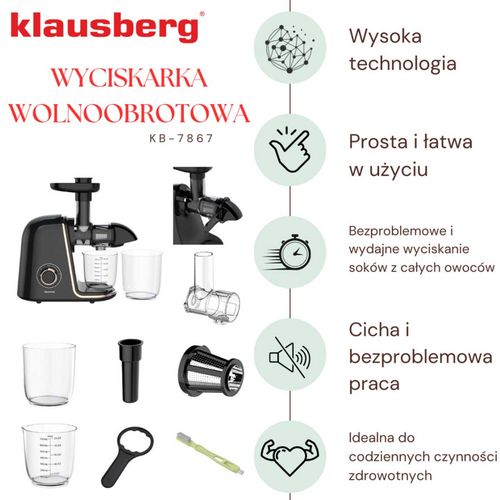 sokowirówka wyciskarka wolnoobrotowa klausberg kb-7867 na Arena.pl