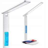 Lampa biurkowa Alogy LED ładowarka indukcyjna Qi 10W z wyświetlaczem Biała