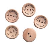 Guziki drewniane 25 mm z napisem Hand Made 10 szt