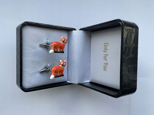 Spinki do mankietów EXC Rudy Lis Lisek Chytrusek z Kitą + Białe Etui Gratis na Arena.pl