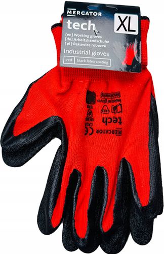 rękawice robocze mercator tech red+black latex - xl - 1 para na Arena.pl