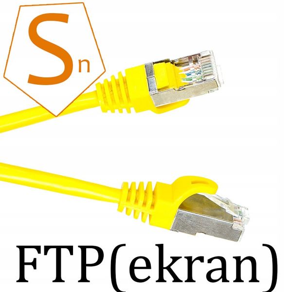 Kabel LAN patchcord RJ45 FTP F/UTP cat 5e 3M żółty zdjęcie 2