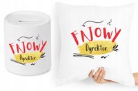 Dla Dyrektora Zestaw Poduszka + Skarbonka Prezent Z Nadrukiem Ze Zdjęciem