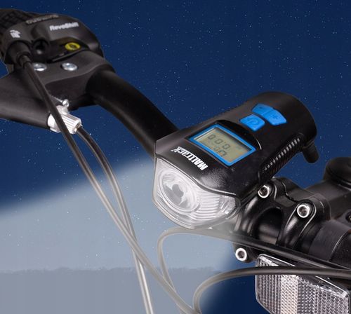 LAMPKA ROWEROWA AKUMULATOROWA LICZNIK KLAKSON PRZÓD TYŁ NA ROWER KABEL USB na Arena.pl