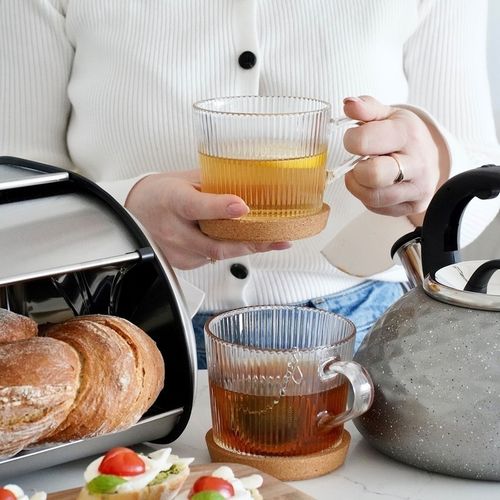 Zestaw SZKLANKI DO KAWY napojów SZKLANY KUBEK do herbaty Z UCHEM 6x400ml na Arena.pl