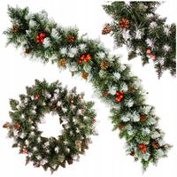 GIRLANDA SZTUCZNA ZDOBIONA CHOINKOWA SZYSZKI JARZĘBINA GĘSTA ŁAŃCUCH 1M