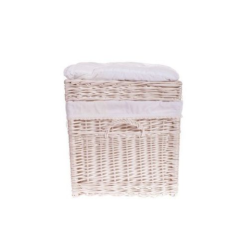 Kufer Wiklinowy Wybielany z białym Obszyciem kosz na zabawki 70x42 H47 cm na Arena.pl
