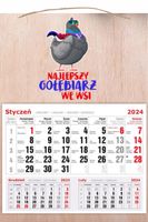 KALENDARZ 2025 jednodzielny DREWNIANY nadruk najlepszy gołębiarz we wsi