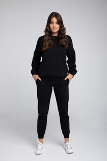 Italian Fashion Komplet damski dres PARMA długi rękaw długie spodnie czarny XL