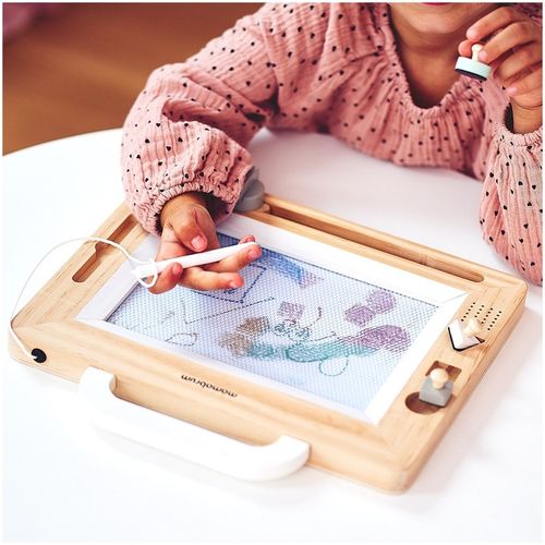 Drewniany Magnetyczny Znikopis z Pieczątkami - Tablica do Rysowania Tablet na Arena.pl