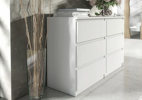 KOMODA Z SZUFLADAMI 140CM BIAŁA 6 SZUFLAD SZAFKA DO SYPIALNI DO SALONU na Arena.pl