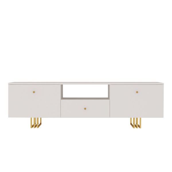 SZAFKA RTV KLARA 150 KASZMIR BEŻ ZŁOTY nogi metal salon zdjęcie 5