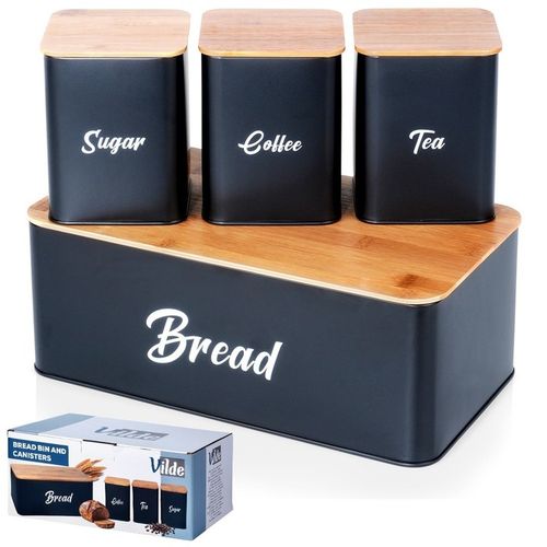Chlebak CZARNY metalowy bambusowy pojemnik kuchenny na pieczywo chleb na Arena.pl