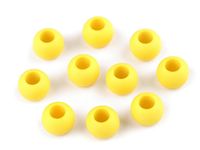 KORALIKI PLASTIK DUŻY OTWÓR MAT ŻÓŁTY 10x12MM 6SZT