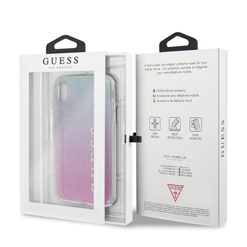 Guess Glitter Gradient - Etui iPhone Xs / X  (Pink/Blue) na Arena.pl