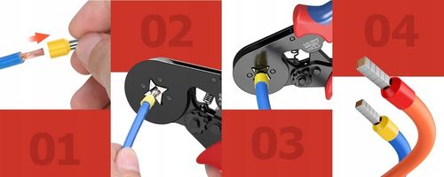 MOCNA Zaciskarka Praska do KONEKTORÓW Końcówek Kabli PRZEWODÓW +500 Tulejek na Arena.pl