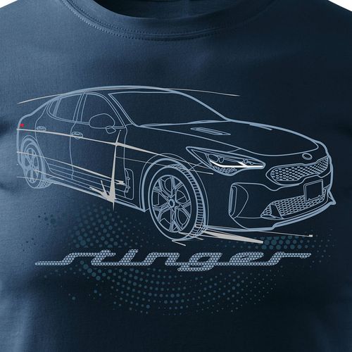 Koszulka z samochodem Kia Stinger męska granatowa REGULAR L na Arena.pl