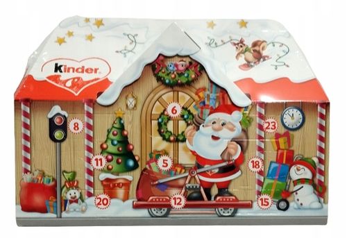 KINDER KALENDARZ ADWENTOWY DOMEK ZE SŁODYCZAMI CZEKOLADKI MIKOŁAJ cukierki na Arena.pl