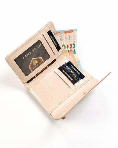 portfel damski ze skóry ekologicznej na zatrzask i suwak - peterson na Arena.pl