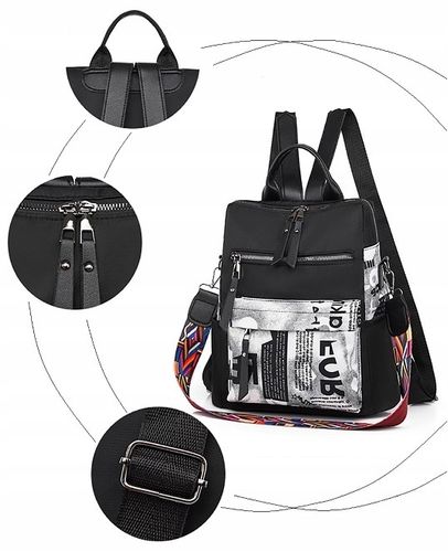 PLECAK DAMSKI MIEJSKI TOREBKA PLECACZEK CZARNY 2W1 na Arena.pl