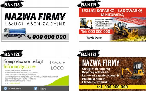 BANER REKLAMOWY OCZKOWANY 200x100 cm RÓŻNE WZORY WYPOŻYCZALNIA ROWERÓW na Arena.pl