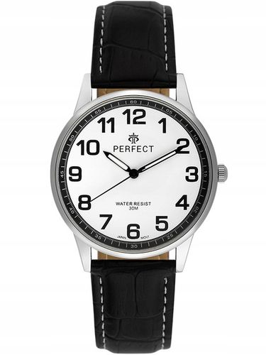 Zegarek męski klasyczny kwarcowy elegancki pasek skórzany analog Perfect na Arena.pl