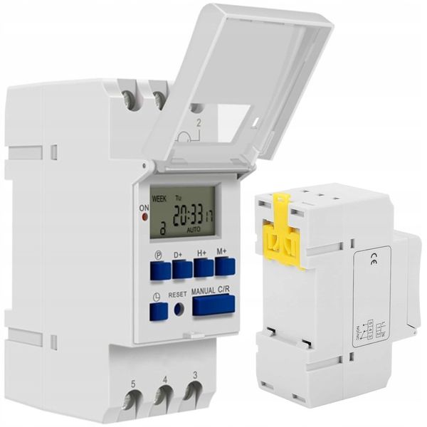 ELEKTRONICZNY PROGRAMATOR WYŁĄCZNIK CZASOWY NA SZYNĘ DIN TYGODNIOWY LCD zdjęcie 1