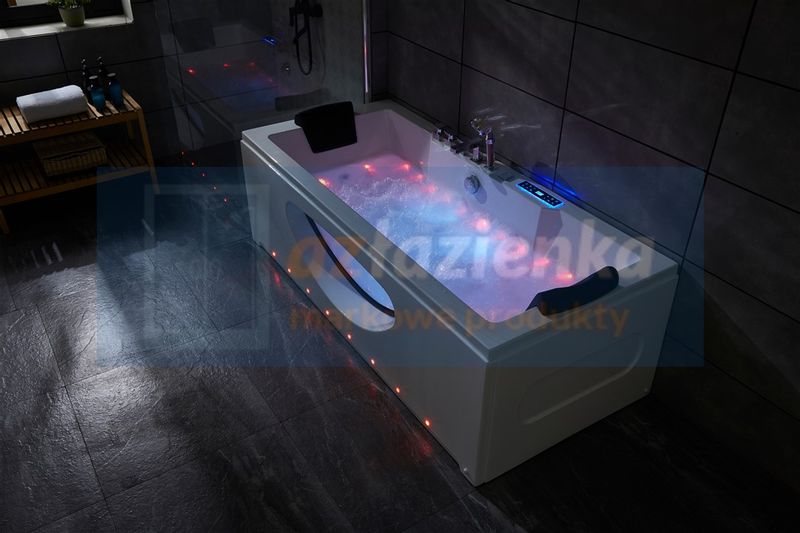PROSTOKĄTNA WANNA Z HYDROMASAŻEM 180x80 SZYBA NEW! GRZAŁKA zdjęcie 14