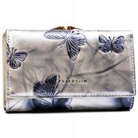 Peterson skórzany portfel na bigiel damski motyle z RFID STOP