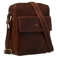 brązowa listonoszka męska ze skóry naturalnej, zamykana suwakiem -