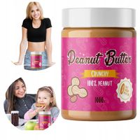 Masło orzechowe PEANUT butter 100 % 1000 g crunchy 1kg BEZ SOLI cukru keto