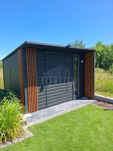 Schowek - domek ogrodowy 3x3 drzwi okno dekor z lameli dach TS1100 na Arena.pl